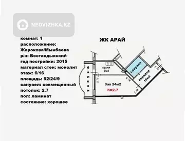 52 м², 1-комнатная квартира, этаж 6 из 17, 52 м², изображение - 7