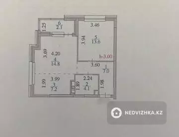 2-комнатная квартира, этаж 6 из 17, 49 м²