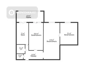 58.3 м², 3-комнатная квартира, этаж 4 из 5, 58 м², изображение - 14