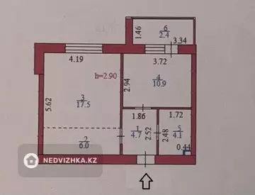 2-комнатная квартира, этаж 2 из 7, 46 м²