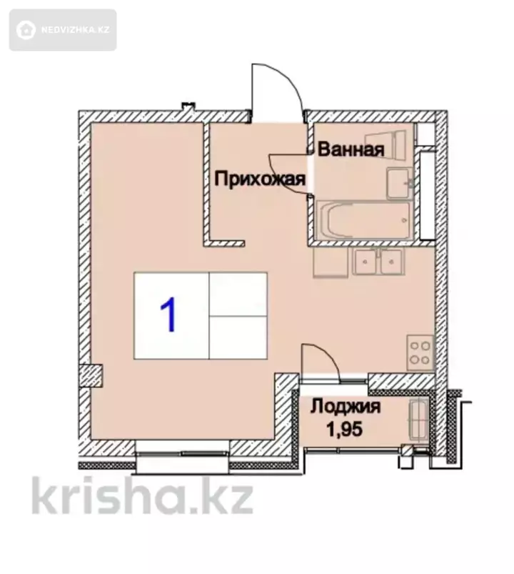 30 м², 1-комнатная квартира, этаж 6 из 7, 30 м², изображение - 1