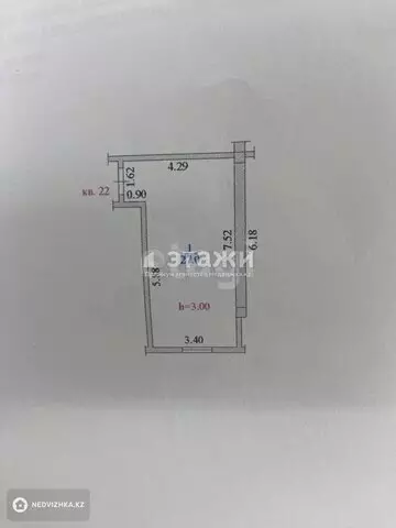 1-комнатная квартира, этаж 4 из 5, 27 м²