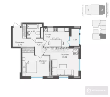 65.2 м², 2-комнатная квартира, этаж 3 из 9, 65 м², изображение - 1