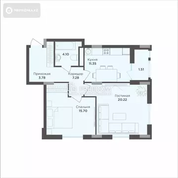 2-комнатная квартира, этаж 3 из 9, 65 м²