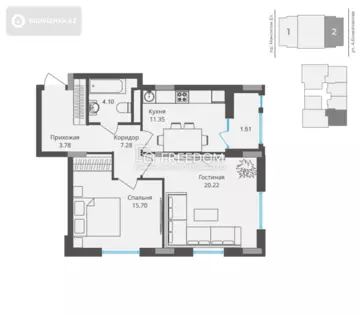 64.8 м², 2-комнатная квартира, этаж 5 из 9, 65 м², изображение - 0