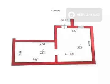 Помещение, этаж 1 из 13, 76 м², на длительный срок