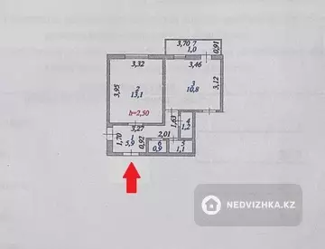 2-комнатная квартира, этаж 3 из 4, 43 м²