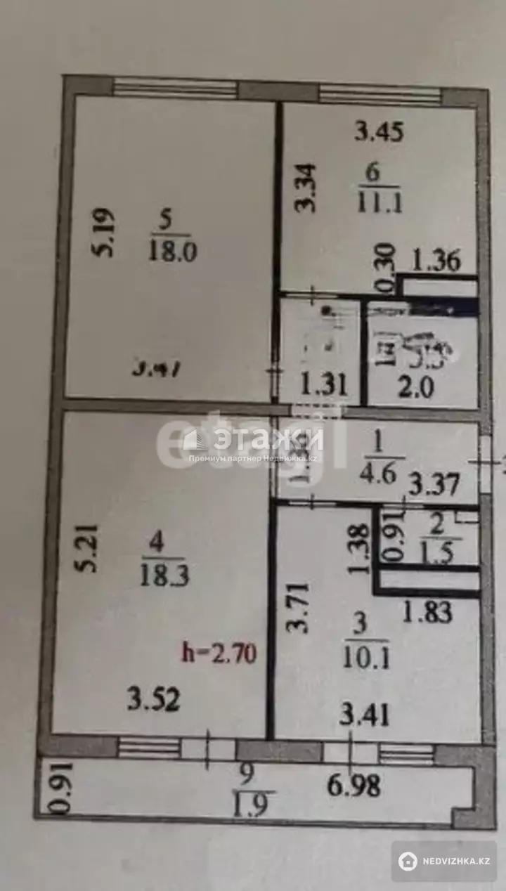 72 м², 3-комнатная квартира, этаж 12 из 12, 72 м², изображение - 1