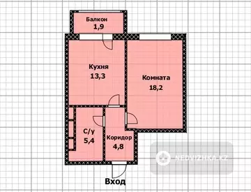 44 м², 1-комнатная квартира, этаж 7 из 7, 44 м², изображение - 0