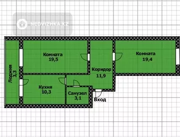 2-комнатная квартира, этаж 4 из 9, 68 м²