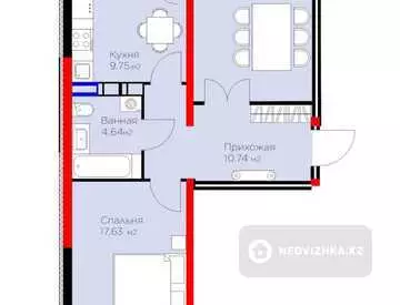 2-комнатная квартира, этаж 8 из 10, 65 м²