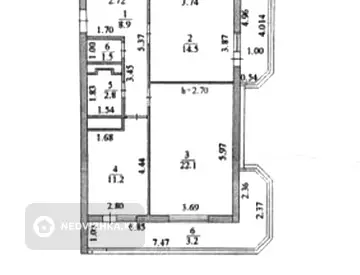 2-комнатная квартира, этаж 13 из 17, 70 м²