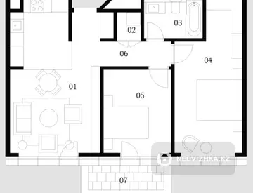 3-комнатная квартира, этаж 4 из 4, 70 м²