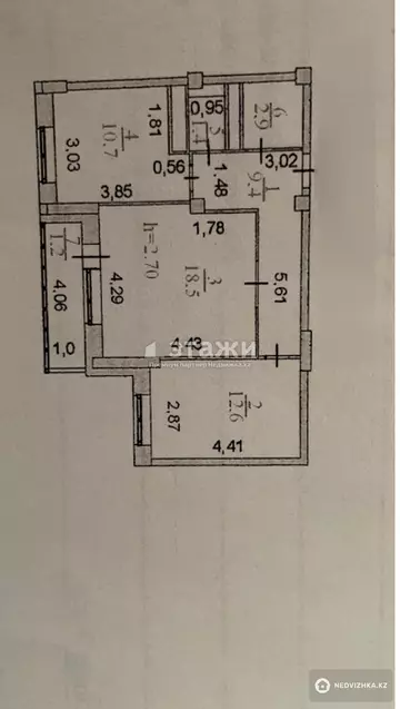 56.7 м², 2-комнатная квартира, этаж 7 из 19, 57 м², изображение - 8