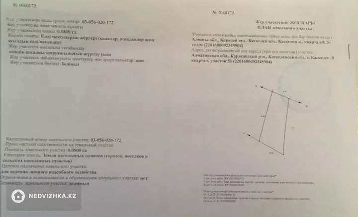 0 м², Участок 8.0 соттық, изображение - 1