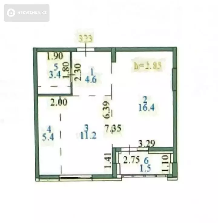 42.5 м², 2-комнатная квартира, этаж 4 из 9, 42 м², изображение - 1