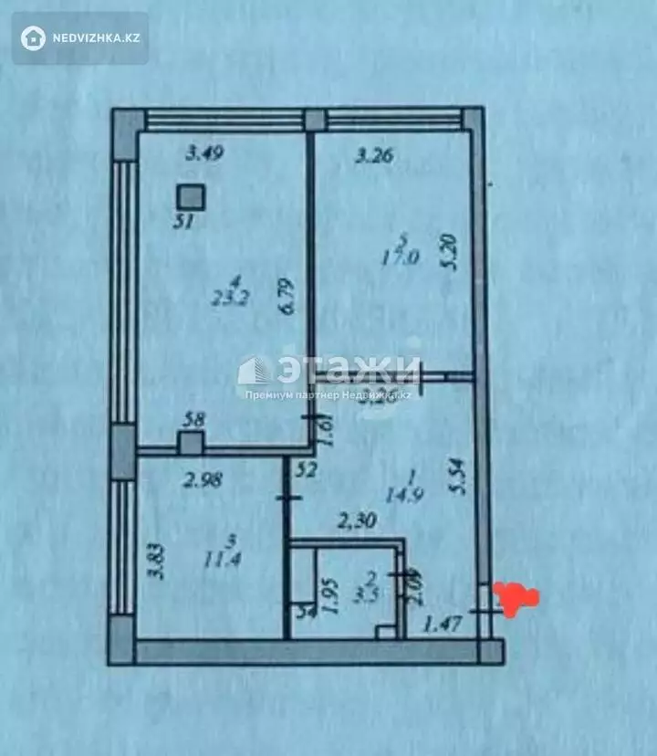 70 м², 2-комнатная квартира, этаж 13 из 14, 70 м², изображение - 1