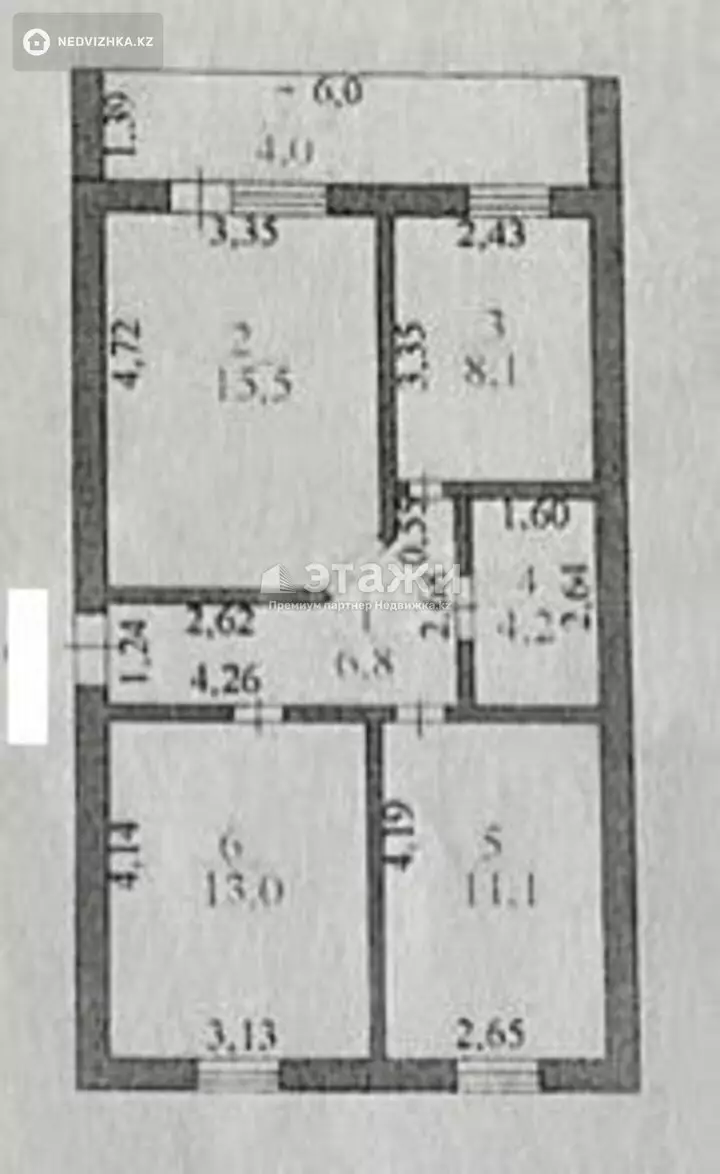 62.7 м², 3-комнатная квартира, этаж 1 из 2, 63 м², изображение - 1