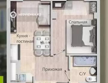 32 м², 1-комнатная квартира, этаж 3 из 3, 32 м², изображение - 20