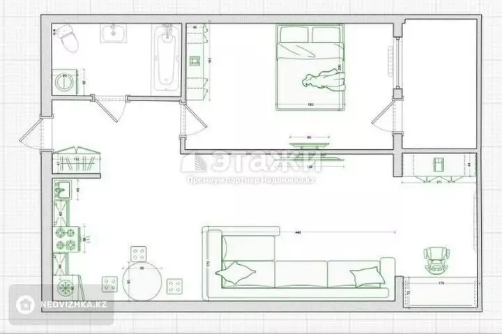 51.9 м², 2-комнатная квартира, этаж 4 из 9, 52 м², изображение - 1