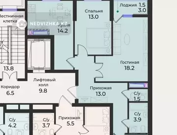 3-комнатная квартира, этаж 6 из 9, 78 м²