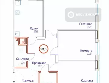 93 м², 3-комнатная квартира, этаж 9 из 9, 93 м², изображение - 6