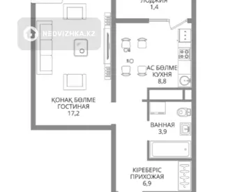 38.2 м², 1-комнатная квартира, этаж 9 из 15, 38 м², изображение - 10