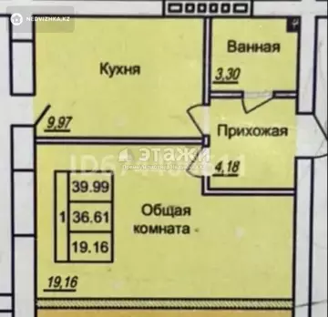 39.99 м², 1-комнатная квартира, этаж 9 из 9, 40 м², изображение - 38