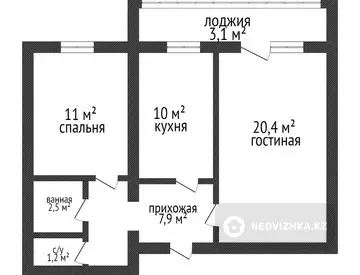 56.2 м², 2-комнатная квартира, этаж 4 из 9, 56 м², изображение - 9