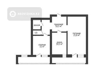 63.8 м², 2-комнатная квартира, этаж 5 из 5, 64 м², изображение - 11