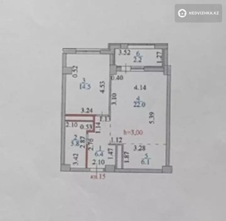 57 м², 2-комнатная квартира, этаж 6 из 17, 57 м², изображение - 1