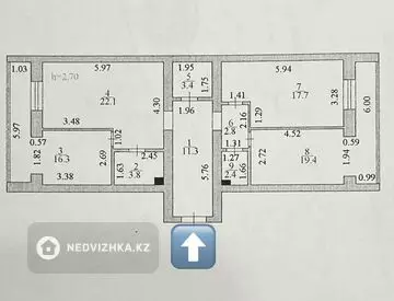 3-комнатная квартира, этаж 7 из 7, 99 м²