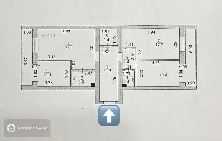 99 м², 3-комнатная квартира, этаж 7 из 7, 99 м², изображение - 1