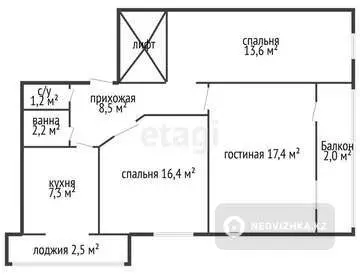 71.1 м², 3-комнатная квартира, этаж 3 из 9, 71 м², изображение - 12