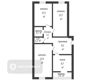 3-комнатная квартира, этаж 1 из 5, 70 м²