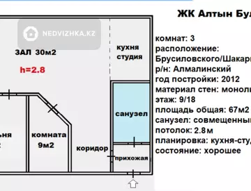 67 м², 3-комнатная квартира, этаж 9 из 19, 67 м², изображение - 39