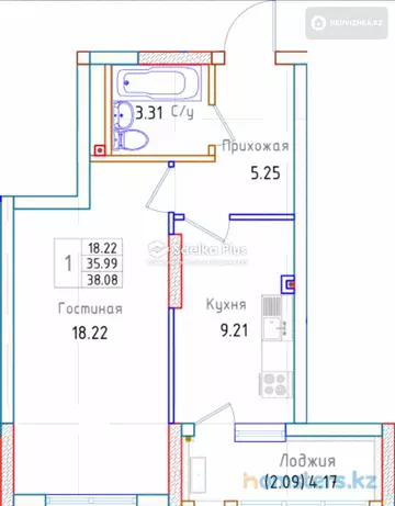 38 м², 1-комнатная квартира, этаж 2 из 12, 38 м², изображение - 5