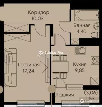 53 м², 1-комнатная квартира, этаж 11 из 14, 53 м², изображение - 7