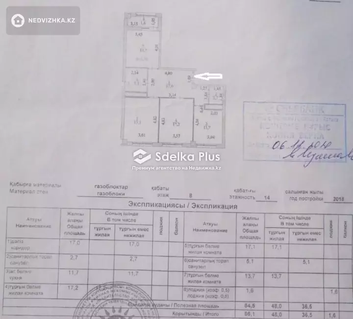 86.1 м², 3-комнатная квартира, этаж 8 из 14, 86 м², изображение - 1