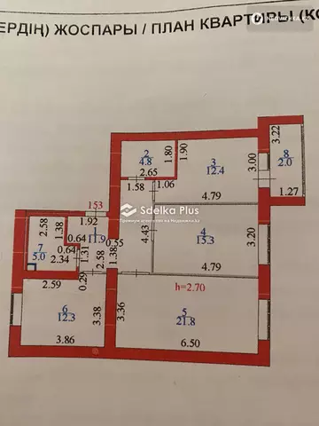 3-комнатная квартира, этаж 2 из 8, 86 м²