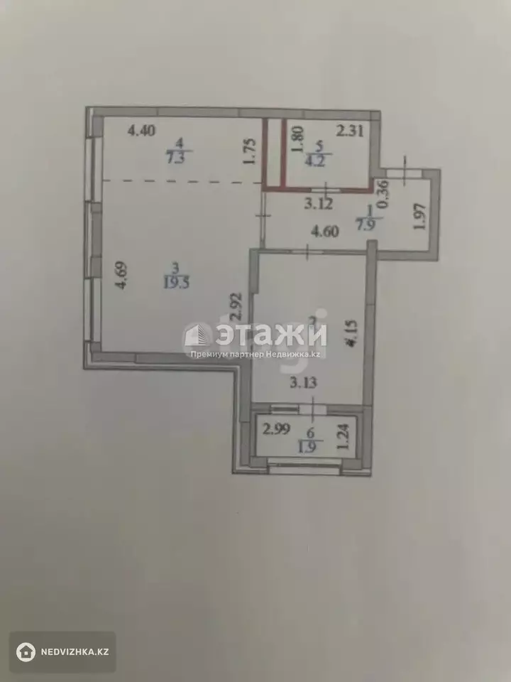 54.18 м², 2-комнатная квартира, этаж 8 из 9, 54 м², изображение - 1