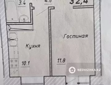 1-комнатная квартира, этаж 9 из 10, 32 м²