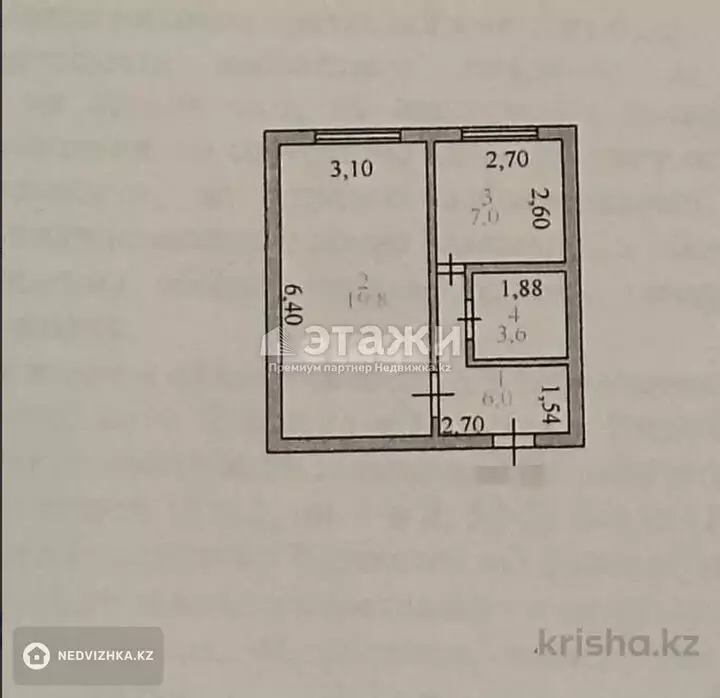 36.4 м², 1-комнатная квартира, этаж 5 из 5, 36 м², изображение - 1