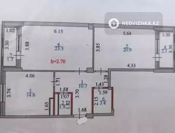 78.8 м², 2-комнатная квартира, этаж 10 из 13, 79 м², изображение - 13