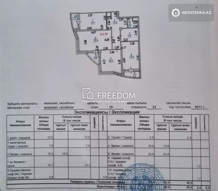 97.7 м², 3-комнатная квартира, этаж 10 из 23, 98 м², изображение - 1