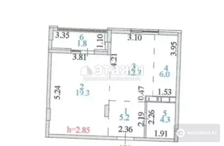 49.3 м², 1-комнатная квартира, этаж 5 из 9, 49 м², изображение - 1