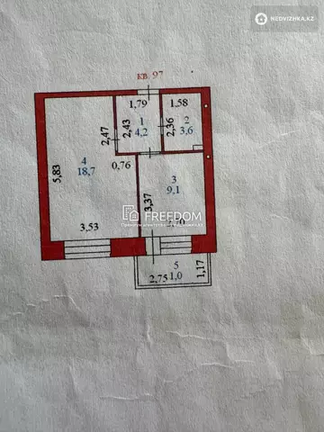 1-комнатная квартира, этаж 3 из 6, 37 м²