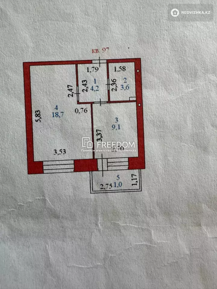 36.6 м², 1-комнатная квартира, этаж 3 из 6, 37 м², изображение - 1