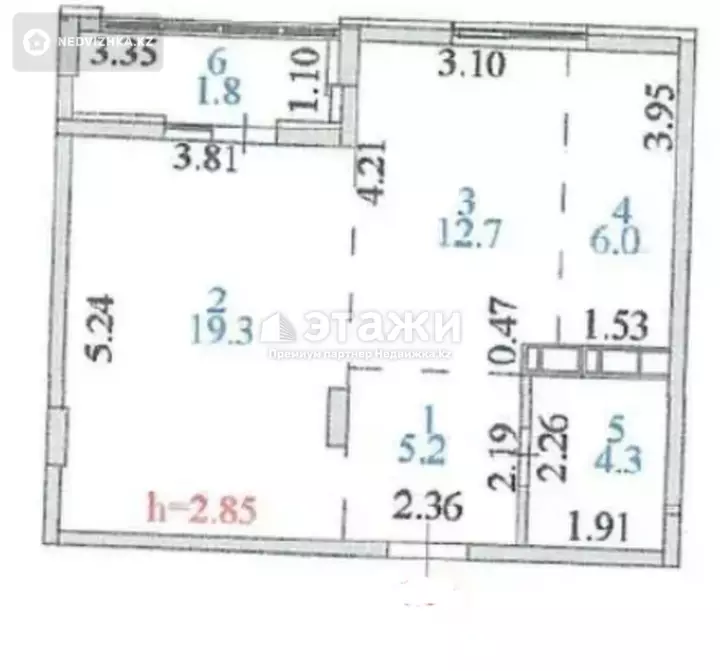 49.3 м², 1-комнатная квартира, этаж 7 из 9, 49 м², изображение - 1