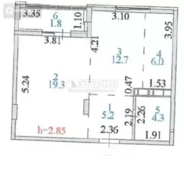 49.3 м², 1-комнатная квартира, этаж 7 из 9, 49 м², изображение - 0